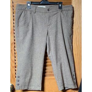Old Navy Women's Brown Tweed Capri Pants Size 14 Herringbone Slim Fit